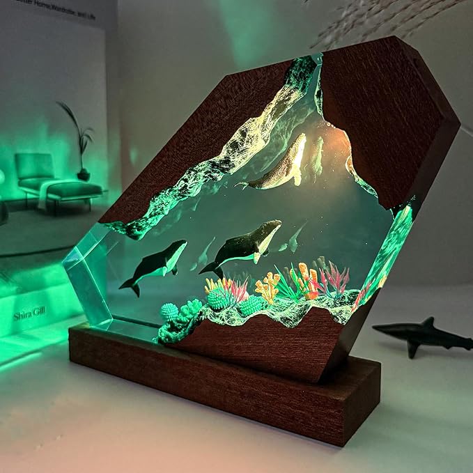 Handmade Humpback Whale Ocean Resin Lamp