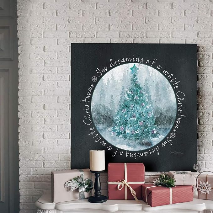 Renditions Gallery Canvas Wall Art for Christmas Decor White Snowy Christmas Dream Abstract Artwork for Bedroom Home Kitchen Wall Decorations - 32"X32" LT05