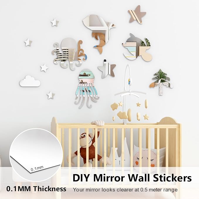 12 piece Set Full Body Mirror, 12 x 12 inch Acrylic Mirror, Shatter Resistant Flexible Plastic Lens, Suitable for bedrooms, Home Gyms, wardrobes, Dormitories