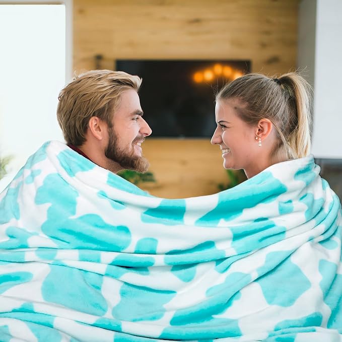 GEULAY Blue Throw Blanket, 50x60 Inches | Warm Fuzzy Fleece, Soft, For Couch Bed, Coastal Living Room Decor, For Adults Kids