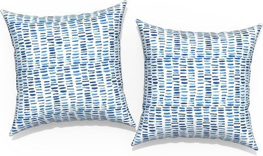 Outdoor Throw Pillow Covers 18”x18”, Decorative Pillow Covers for Patio Furniture, Modern Cushion Cases for Garden Couch Home Sofa Bed Office Chair, Pack of 2, Pebble Blue