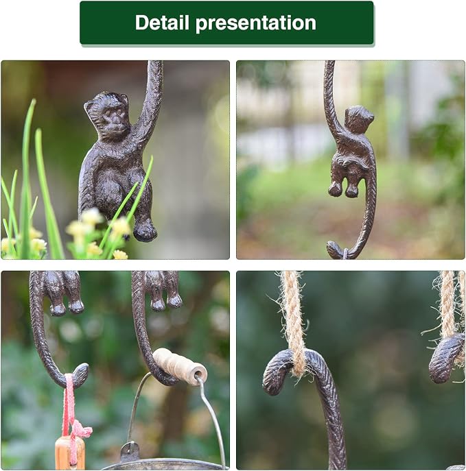 Sungmor Cast Iron Plant Hangers, 2PC 7.9 Inches Monkey Hooks