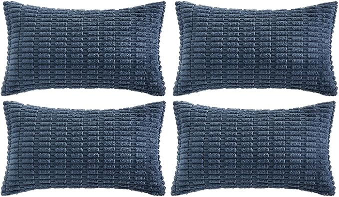 Fancy Homi 4 Packs Decorative Throw Pillow Covers for Living Room Couch Bed, Modern Farmhouse Boho Home Décor Accent Cushion Case, 20" x 12", Dusty Blue