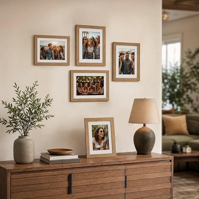 5x7 Picture Frame-Dark Oak,4x6 Mat,Tempered Glass,Engineered Wood