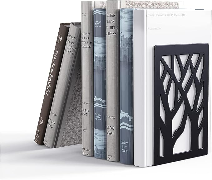 Metal Bookends-Heavy Book Ends for Shelves,Book Shelf Holder Home Decorative,Black Bookend Supports