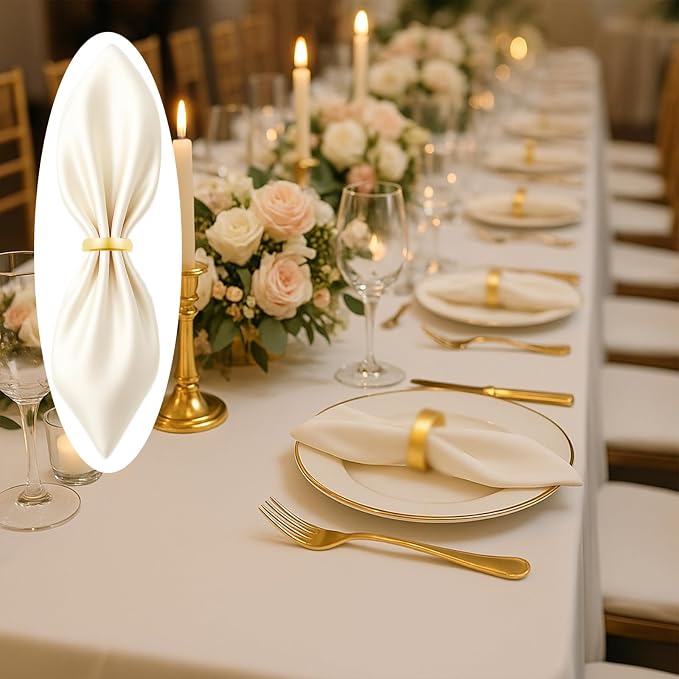 24 Pcs Stainless Steel Napkin Rings - Matt Gold Napkin Holder(Semicircle) | Matt Gold Napkin Holder Buckles for Table Kitchen Dinner Party Wedding Christmas Party