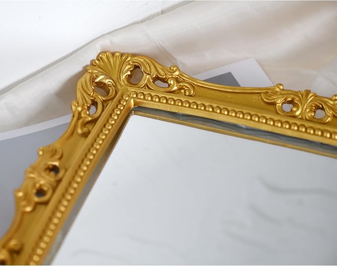 OIGUMR Square Wall Mirror Vintage Mirror Gold Mirror 11.8x9.8 inch