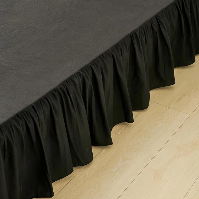 Bed Skirt Twin Size Ruffled Bed Skirt, 12'' Twin Dust Ruffle Bed Skirts | With Split Corners, Dust Ruffle with Platform, Microfiber, Breathable, Soft, Easy Fit, Black