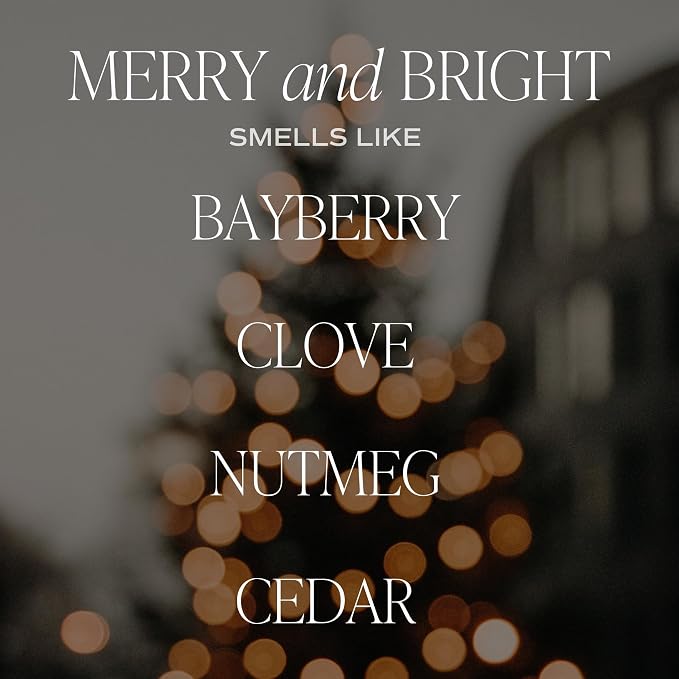 Sweet Water Decor Merry & Bright Christmas Candle, 9oz Amber Jar, Soy Wax | Bayberry, Clove, Nutmeg & Cedar Scented Soy Wax Candle, Non-Toxic Winter Fragrance, 40+ Hour Burn Time, Poured in USA, Gift