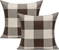 VAKADO Brown Beige Outdoor Farmhouse Buffalo Plaids Decorative Throw Pillow Covers Retro Checked Square Cushion Cases Classic Coffee Check Home Decor for Couch Sofa Patio 22x22 Inch Pack of 2