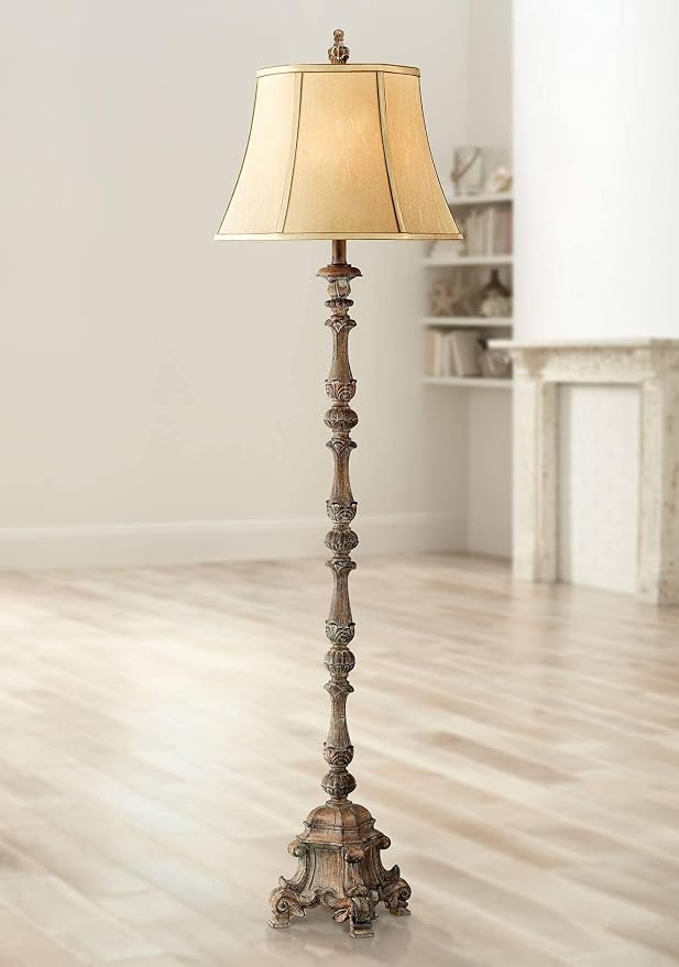 Regency Hill 62" Tall Traditional French Candlestick Faux Wood Floor Lamp
