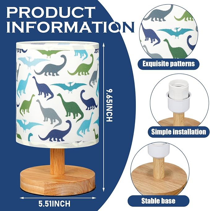 VIHOSE Forest Dinosaur Kids Table Lamp for Bedroom Kids Lamps for Girls Room