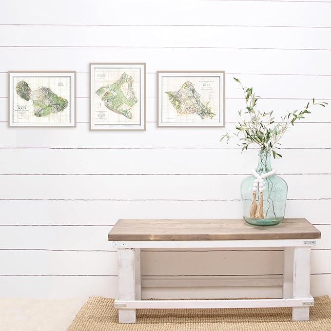 Vintage Hawaii Survey Maps Art Prints (Set of 3) - Unframed - 8x10s | Wall Décor for Those Dreaming of Tropical Escapes and Island Adventures | Living Room Décor | Bathroom Décor | Room Décor