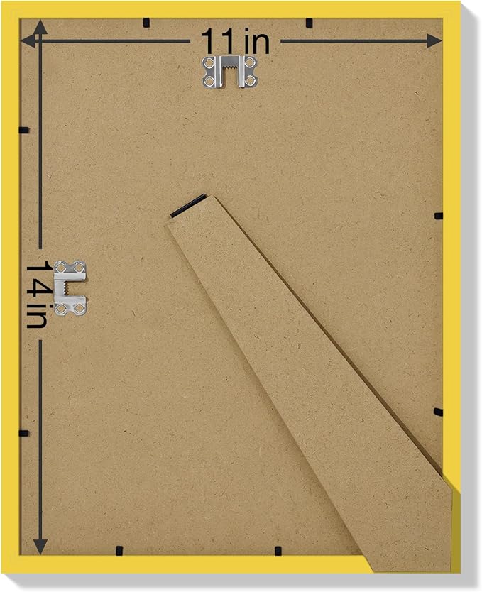 Vittanly 11x14 Picture Frames Set of 9 for Wall Mounting, Yellow | Display Pictures 8x10 with Mat or 11x14 without Mat, Engineered Wood with Shatter Resistant Plexiglass, Gallery Photo Frames