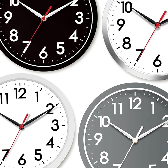 AKCISOT 8 Inch Wall Clock, Silent Battery Operated Analog Clock, Black | Small Size | Bedroom | Office | Kitchen | Bathroom | Classroom | Modern | Easy to Read