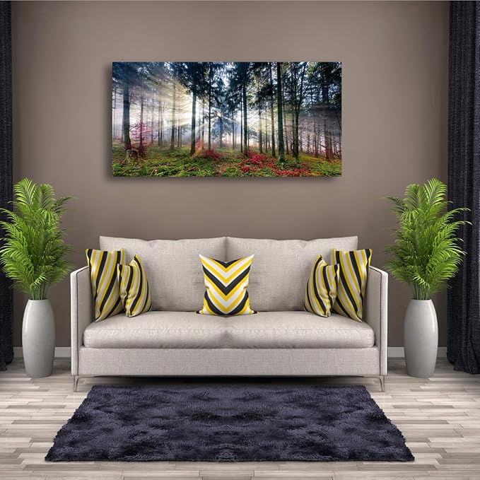 Nature Landscape Sunrise Tree Canvas Wall Art - 20x40 inches Wall Decoration for Living Room Forest Picture Artwork Painting Prints of Trees for Bedroom and Home Décor