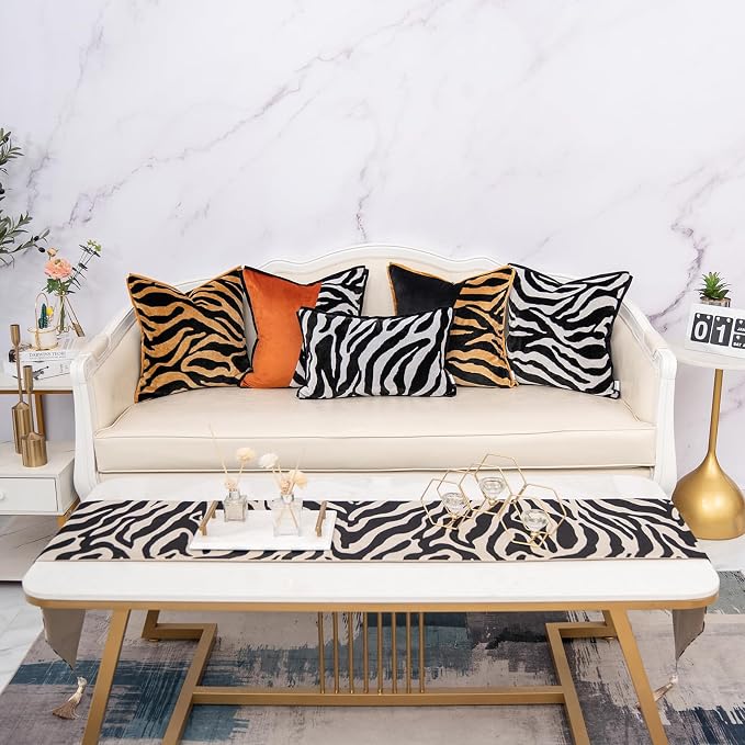 Yangest Black and Gold Rectangle Pillow Cover Cut Velvet Leopard Print Cushion Cover Luxury Modern Pillowcover for Couch Living Room Bedroom,12x20 Inch
