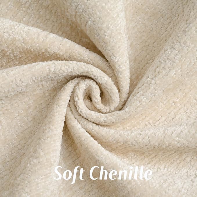 FUTEI Pack of 2 Chenille Soft Throw Pillow Covers 16x16 Inch, Beige