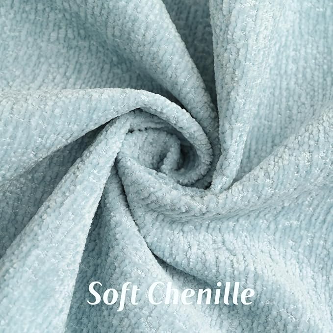 FUTEI Pack of 2 Chenille Soft Throw Pillow Covers 18x18 Inch, Light Blue