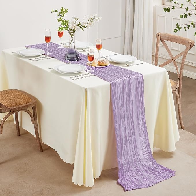6 Pack Purple Cheesecloth Table Runner 35×120 Inch Boho Gauze Home Decor | Rustic cheese cloths Sheer Gauze for Wedding Bridal Baby Shower Birthday Party Table Decor Halloween Thanksgiving Christmas