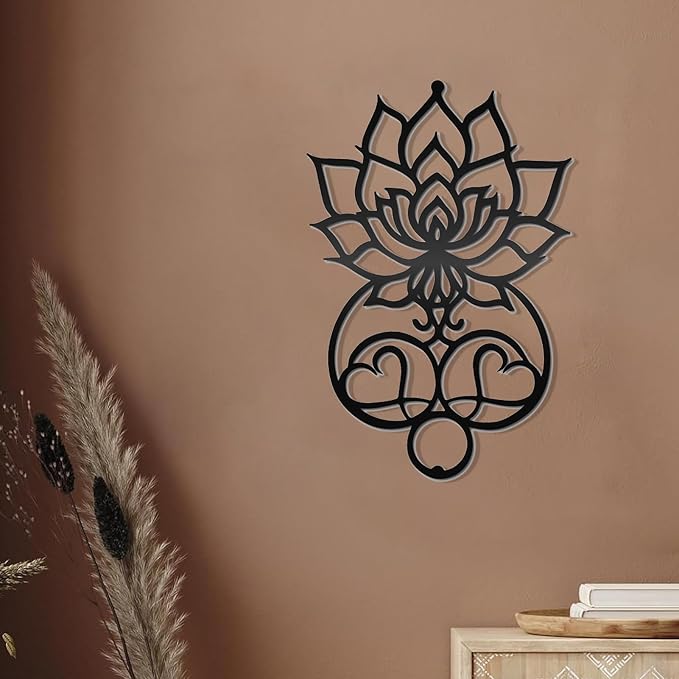 DUOOLN Metal Mandala Wall Art, Lotus Flower Yoga Decor,Sacred Geometry Sign