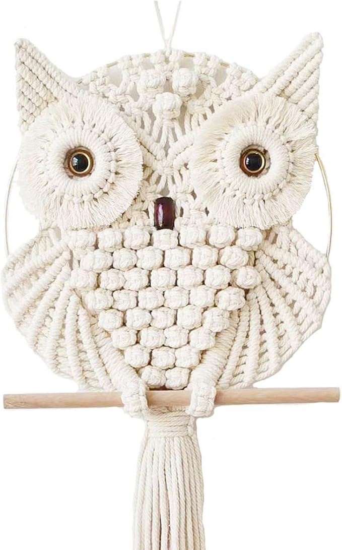 Achart Owl Macrame Wall Hanging-Hand Woven Boho Tapestry-Macrame Wall Decor