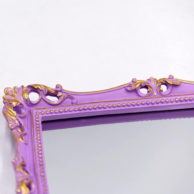 Funerom Vintage 11 x 9.5 inch Decorative Mirror, Square (Lilac Purple) | Wall Mounted & Tabletop Makeup Mirror