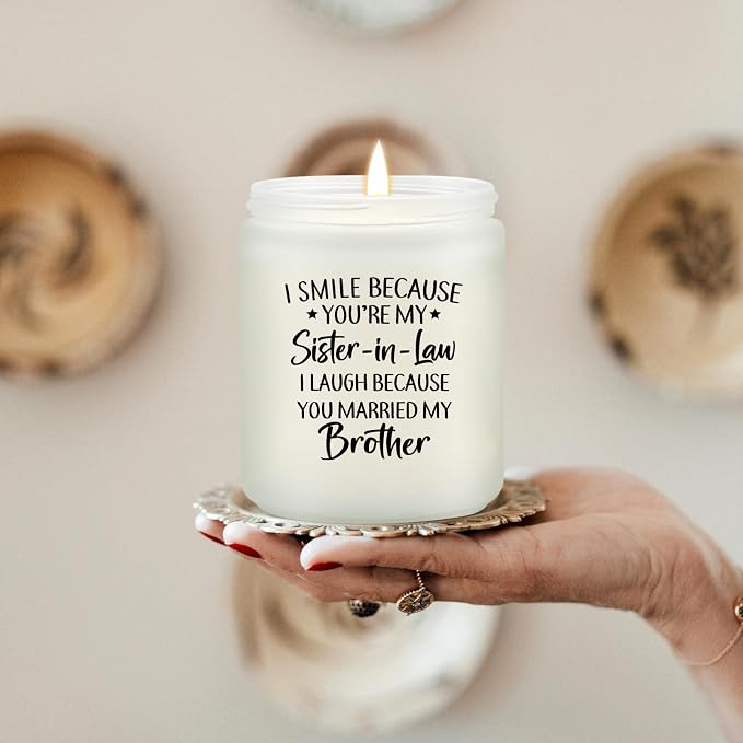 Maybeone Mothers Day Gifts for Sister in Law - Birthday Christmas Valentines Day Wedding Gifts for Sister in Law - Lavender Scented Candle