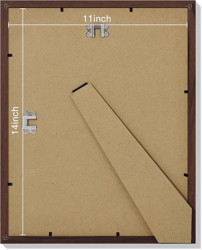Vittanly 11x14 Picture Frames Set of 9 for Wall Mounting, Walnut | Display Pictures 8x10 with Mat or 11x14 without Mat, Engineered Wood with Shatter Resistant Plexiglass, Gallery Photo Frames