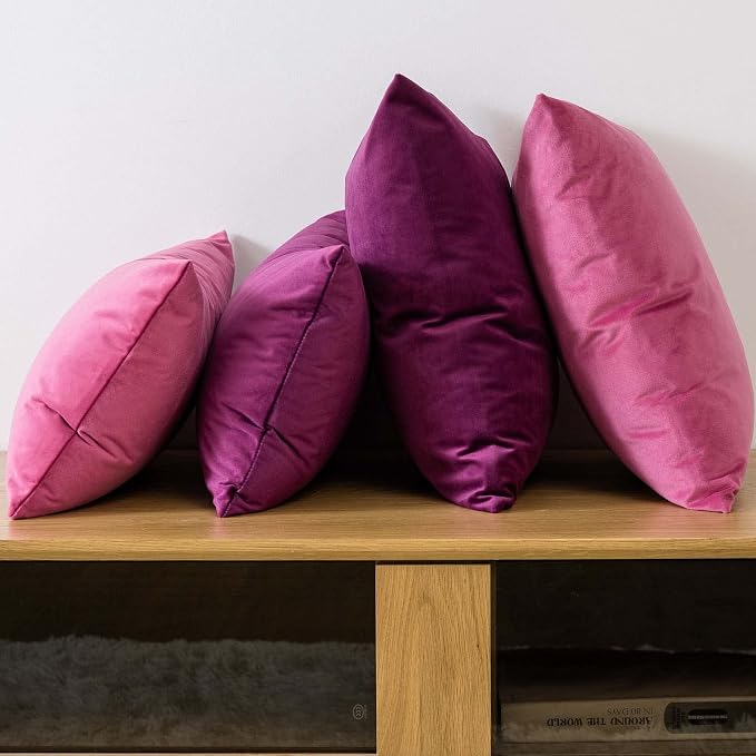 JUSPURBET 26x26 Euro Velvet Throw Pillow Covers Set of 2,Rose Red