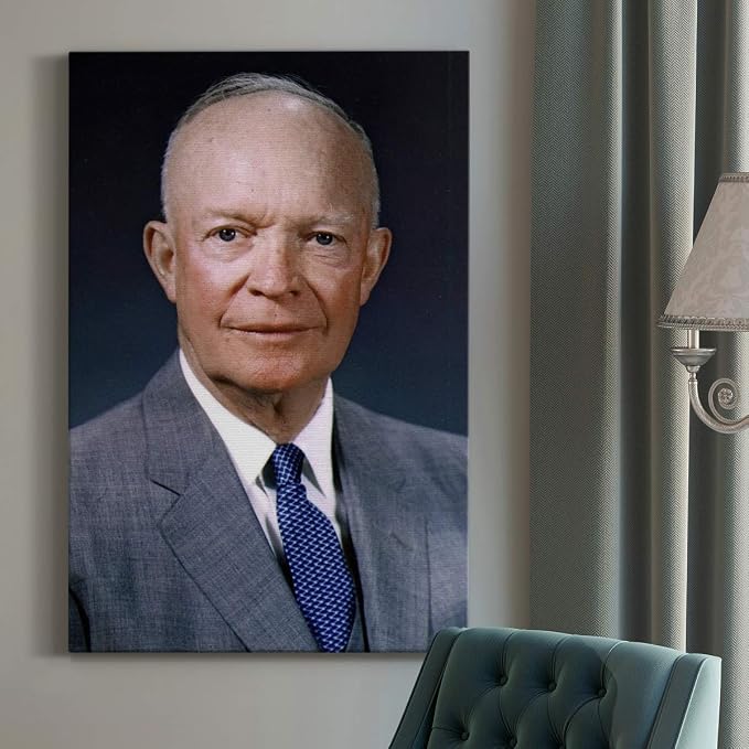 Renditions Gallery Dwight D. Eisenhower Presidental Portrait Wall Art, Premium Gallery Wrapped Canvas Decor, Ready to Hang, 27 in H x 16 in W, Made in America Print
