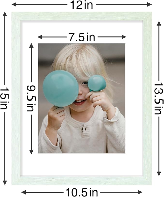 Vittanly 11x14 Picture Frames Set of 9 for Wall Mounting, Vintage Green | Display Pictures 8x10 with Mat or 11x14 without Mat, Engineered Wood with Shatter Resistant Plexiglass, Gallery Photo Frames