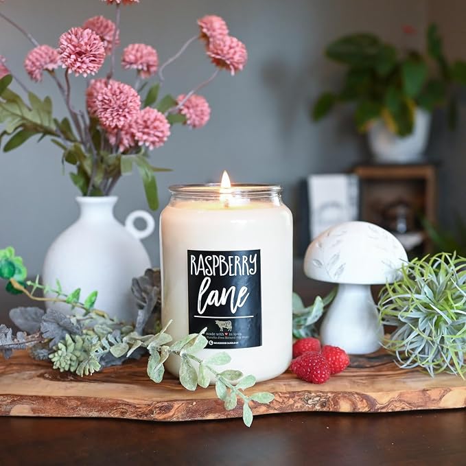 Milkhouse Raspberry Lane Soy Candle, 26 oz Farmhouse Jar, 150+ Hr Burn