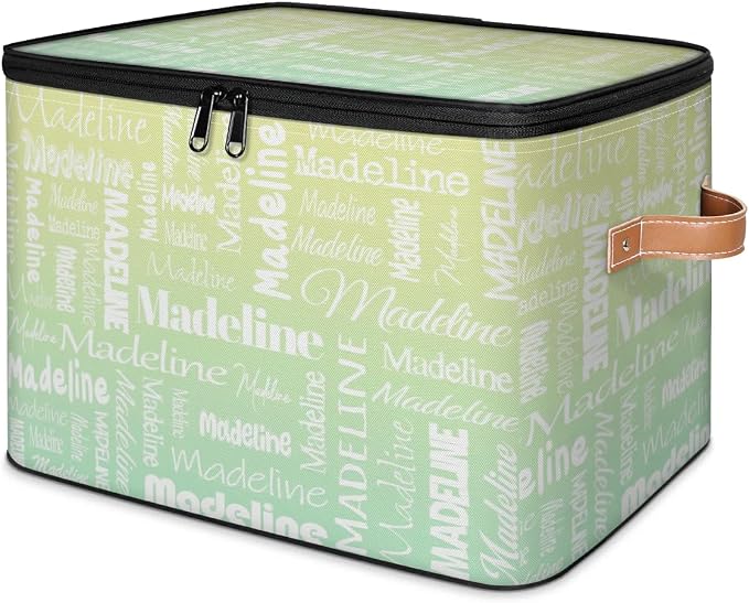 Storage Basket Custom Name, Personalize Keepsake Box, Yellow Green