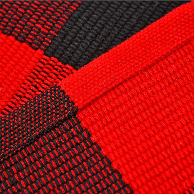 LEVINIS Cotton Buffalo Plaid Rugs- Red&Black Machine Washable Buffalo Check Area Rug for Kitchen/Bath Room/Outdoor/Indoor Front Porch Decor Farmhouse Decor, 51.2''x23.6''