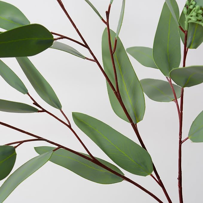 Ziwon Artificial Eucalyptus Stems, 32 inches, 4 Packs | Real Touch Faux Greenery, For Vase Decor, Realistic Fake Branches