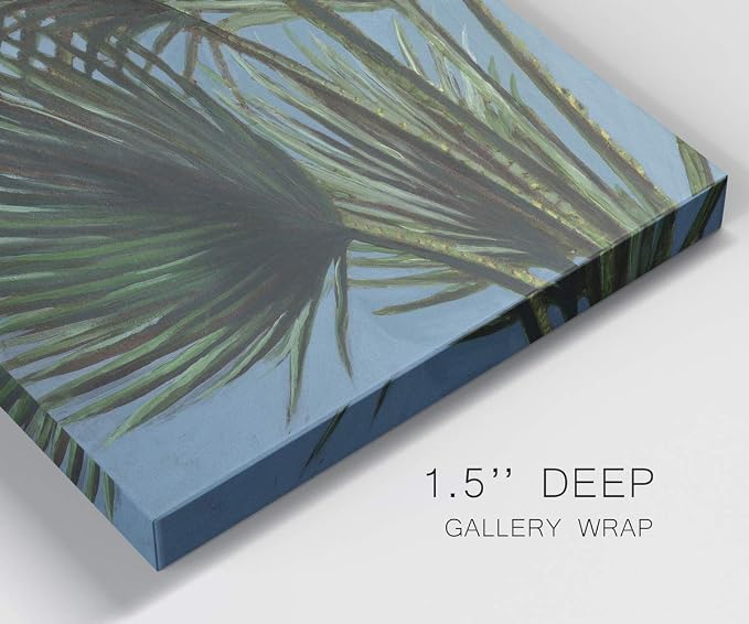 Renditions Gallery Canvas Nature Wall Art Home Paintings & Prints Elegant Green Palms Modern Glam Romantic Botanical Artwork Decorations for Bedroom Office Kitchen - 20"x40" LT43