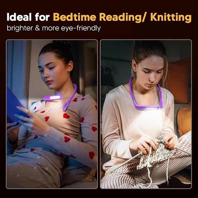 Neck Light with Storage Case, 3 Colors Dimmable Reading Light