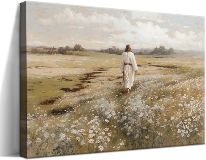 Tmvosn Jesus wall art decor（24" L x 16" W Plain Jesus Canvas Framed）