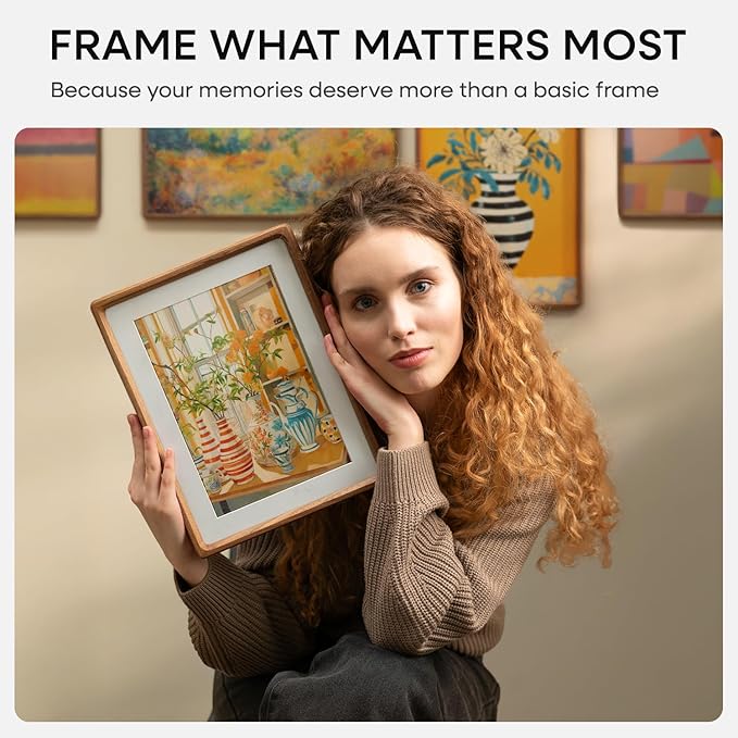 Homeforia 4x6 Mortise&Tenon Walnut Picture Frame, 3x5 Mat, Glass