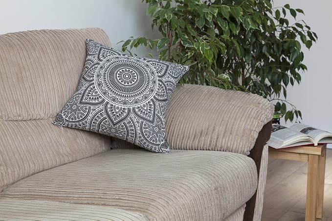 TreeWool Mandala Accent Throw Pillow Covers 18x18 Set of 2 (Graphite Gray) | Decorative Throw Pillowcases for Sofa & Couch; 100% Cotton Accent Covers Ideal for Spring & Summer Stylish Home Decor