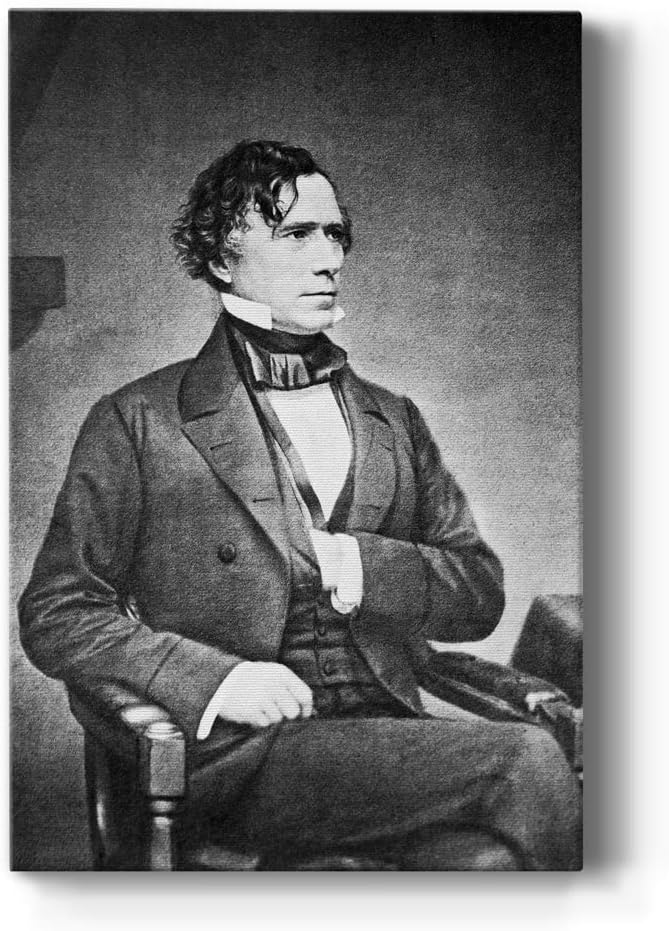 Renditions Gallery Franklin Pierce Presidental Portrait Wall Art, Premium Gallery Wrapped Canvas Decor, Ready to Hang, 36 in H x 24 in W, Made in America Print