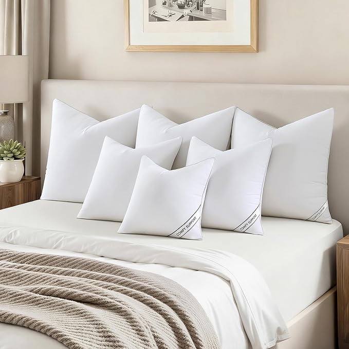 MIULEE 18x18 Pillows Inserts Pack of 2, Down Alternative Virgin Filling | Decorative Pillow Insert, Comfy Support Throw Pillows for Sofa Couch Bed