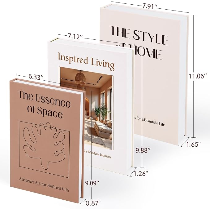 XKDOUS 3 Pack Decorative Books for Home Decor Coffee Table Faux Book Boxes