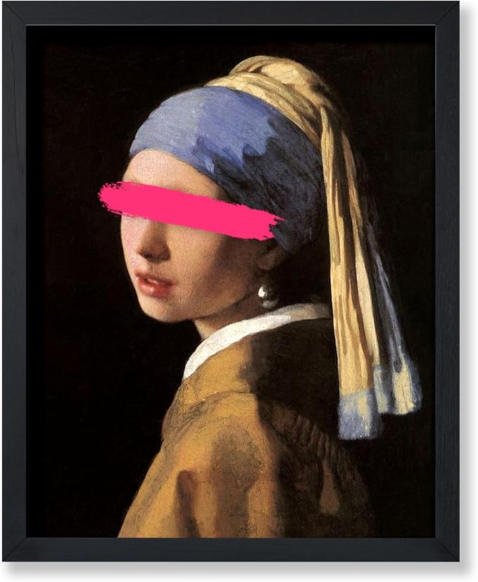 Poster Master Girl with a Pearl Earring Painting Print - Baroque Portrait Poster - Altered & Pop Art - Gift for Men & Women - Decor for Bedroom, Living Room or Office - 24x32 Unframed Wall Art