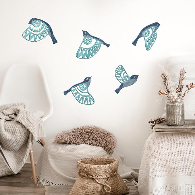 Metal Bird Wall Art for Bathroom - Farmhouse Rustic Flying Birds Wall Decor Arts - Folk Scandinavian Great Gift Home Decor for Indoor Outdoor Yard