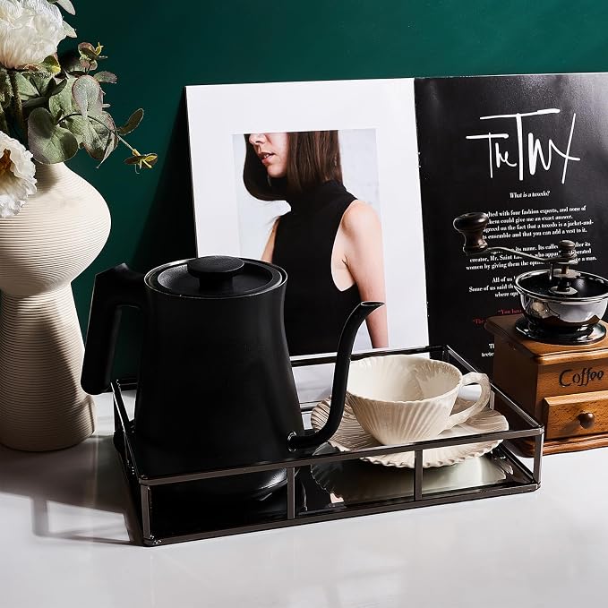 PuTwo Mirror Tray, Smoky Black Perfume Tray, Decorative Tray, Metal Vanity Tray, Jewelry Tray, Tray Decor, Decorative Trays, Glass Tray, Perfume Organizer, Vanity Trays for Bathroom, Counter, Bathroom