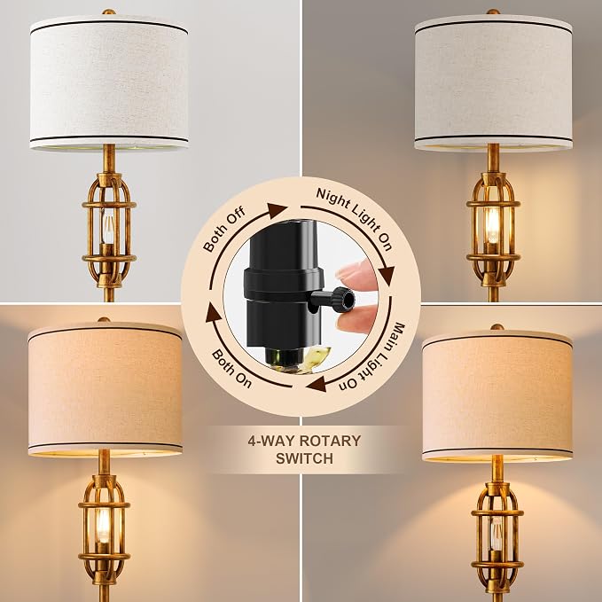 Floor Lamps for Living Room, 62.5'' Farmhouse Tall Lamp with 2 Light Source