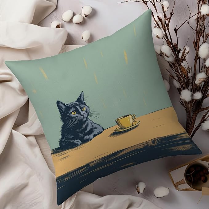 Fokongna Healed Cat Throw Pillow Covers 18 x 18 Home Decor, Art Deco Pillowcase Cushion Cover for Bed Sofa Living Room, Indoor and Outdoor use