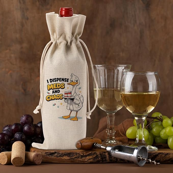 Funny Pharmacist Gifts Cute Goose Pharmacist RX Wine Bag for Women Men
